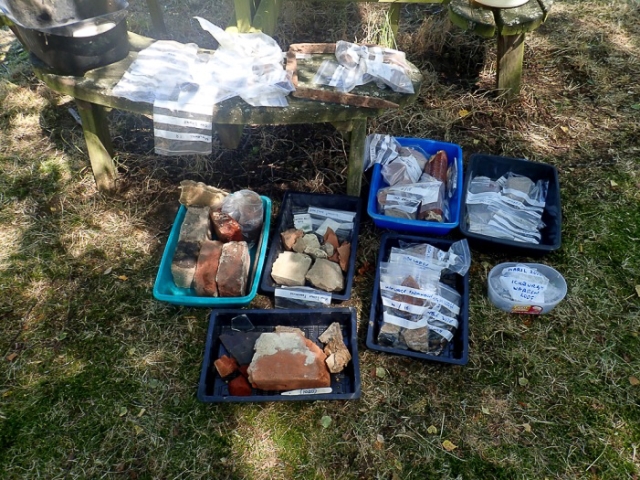 The finds sorted and bagged